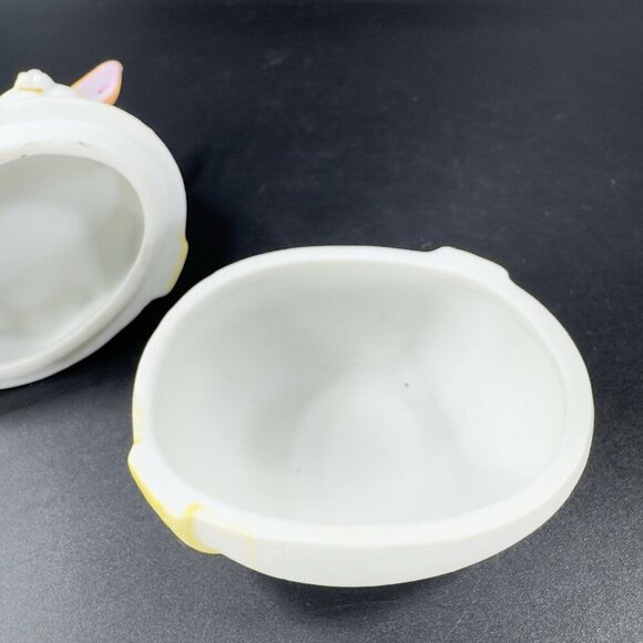 Porcelain Easter Trinket Box Painted Bunny on Easter Egg Trinket Dish Box Lego - Picture 7 of 14